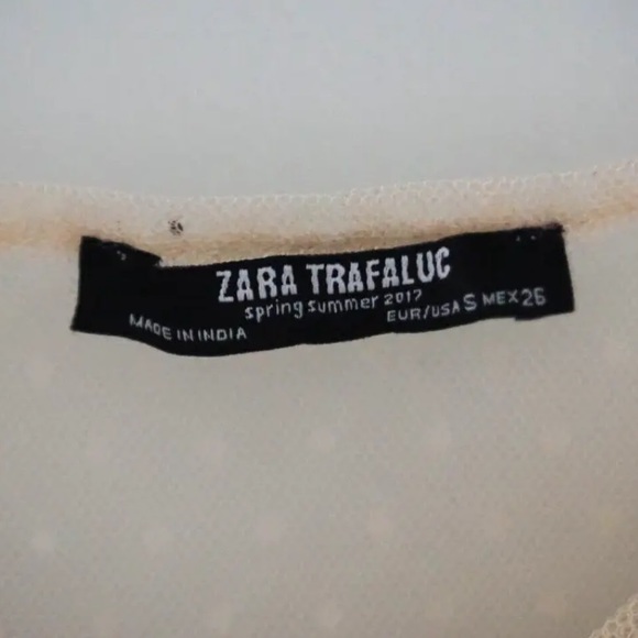 Zara Festival Crop Flower Embroidered Lace Sheer Cami Beige Small - Picture 5 of 5